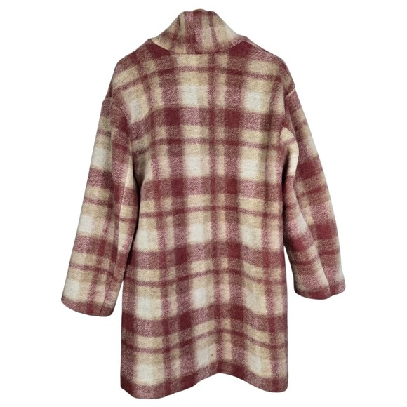 Wilfred Free Aritzia Women's Elm Long Shacket Pink Plaid Italian Wool Sz M - Picture 6 of 16